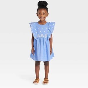 Cat & Jack Light Blue Kids Dress with Ruffles Size 3T